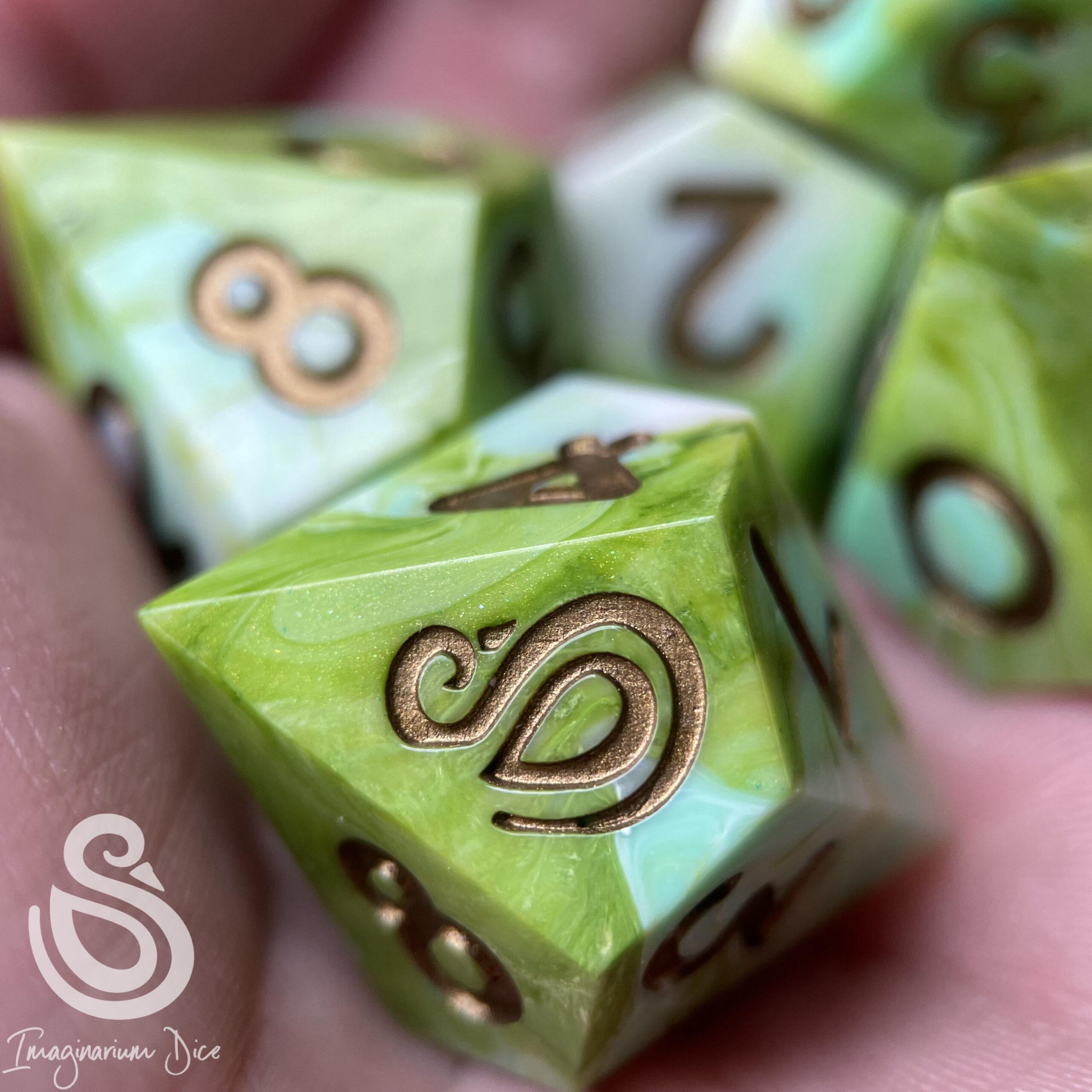 All the Greens | 5d10 handmade dice set