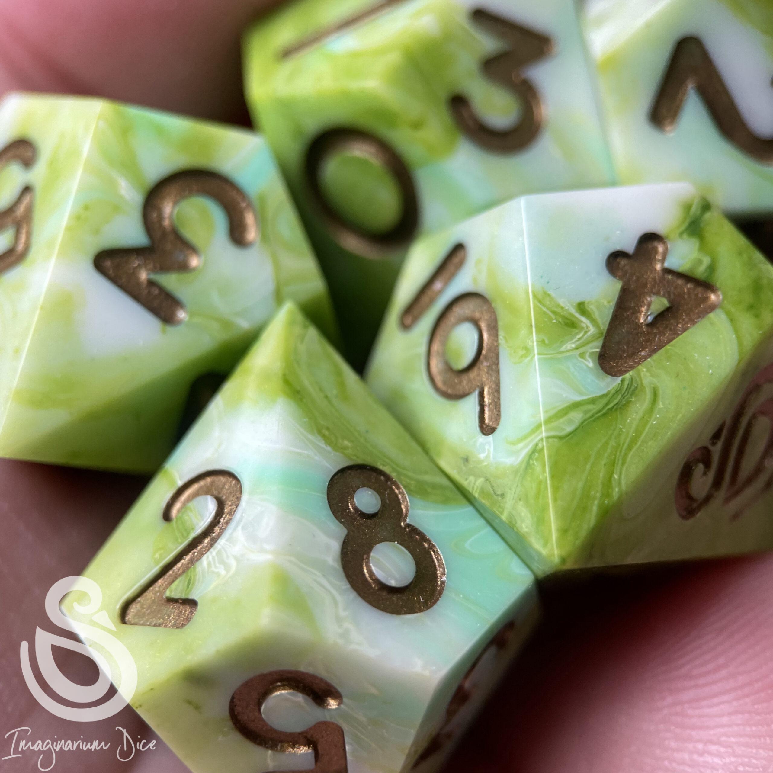 All the Greens | 5d10 handmade dice set - Image 11