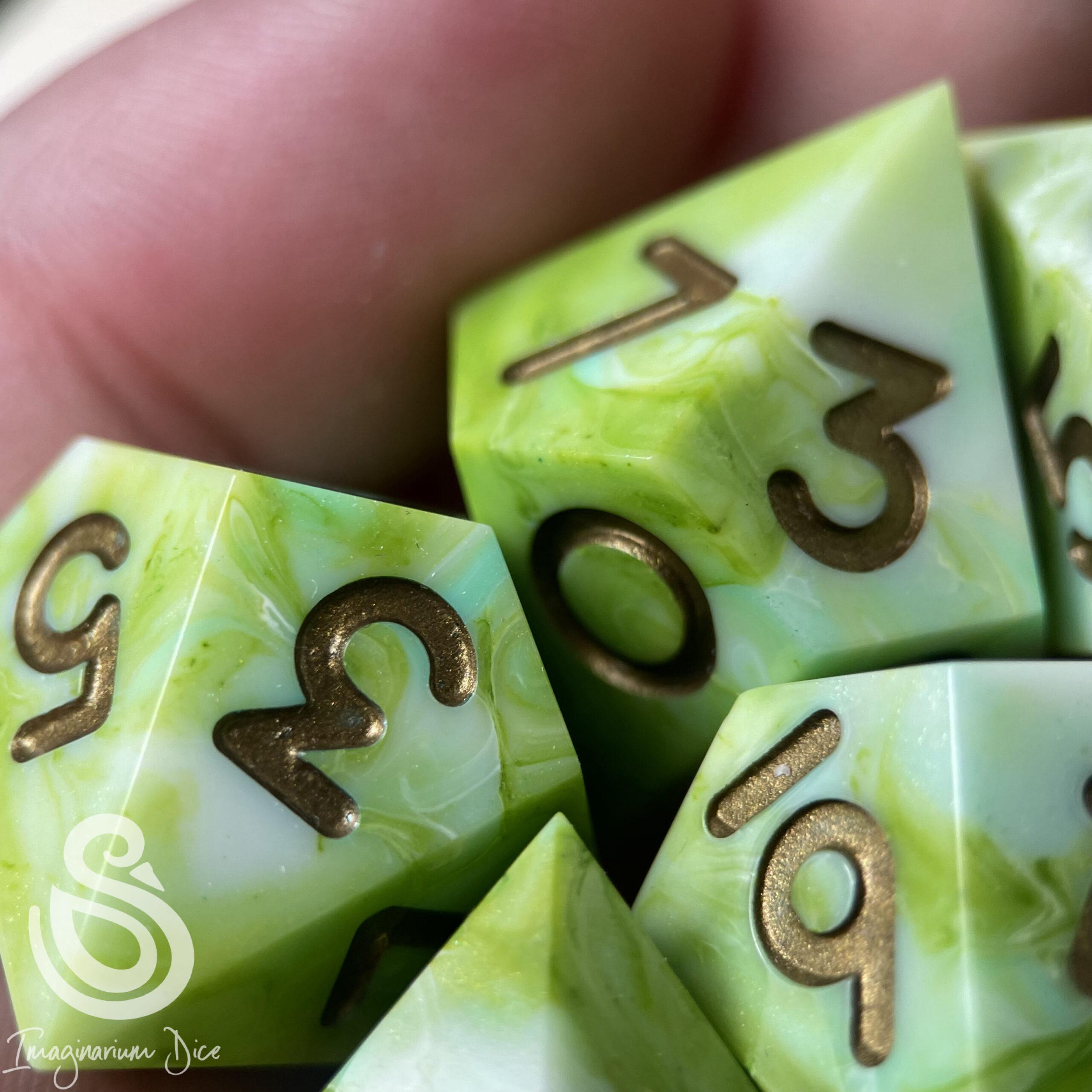 All the Greens | 5d10 handmade dice set - Image 10