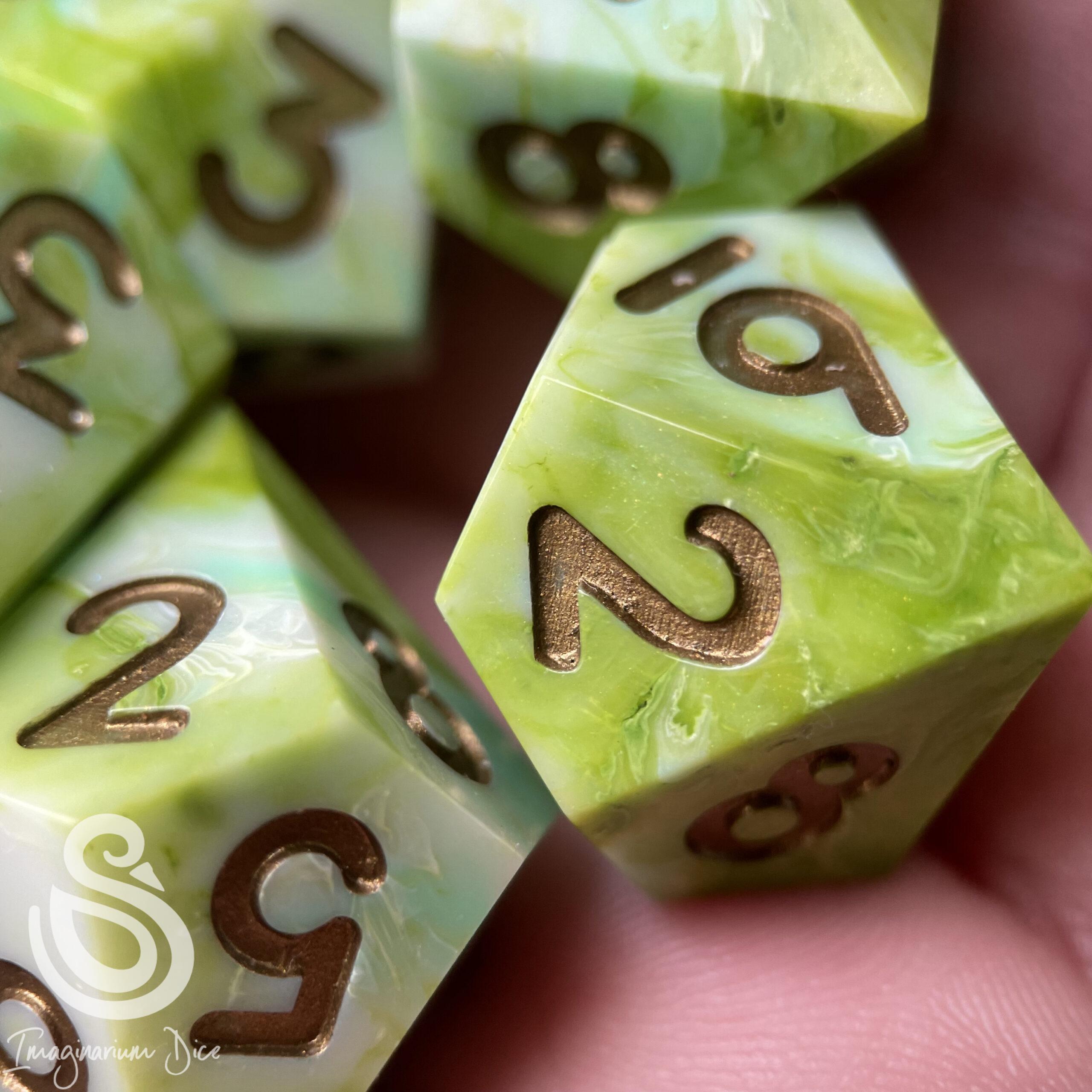 All the Greens | 5d10 handmade dice set - Image 9