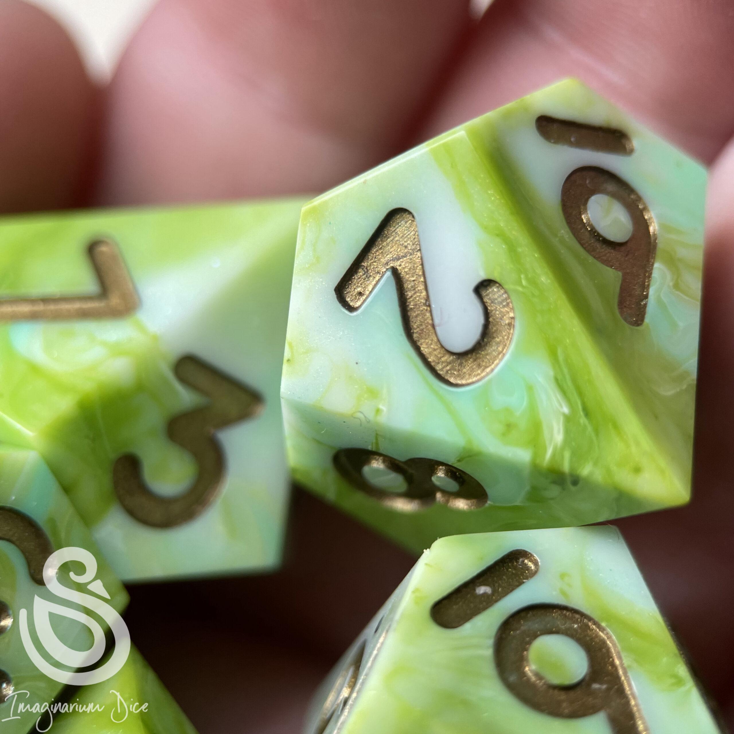 All the Greens | 5d10 handmade dice set - Image 8