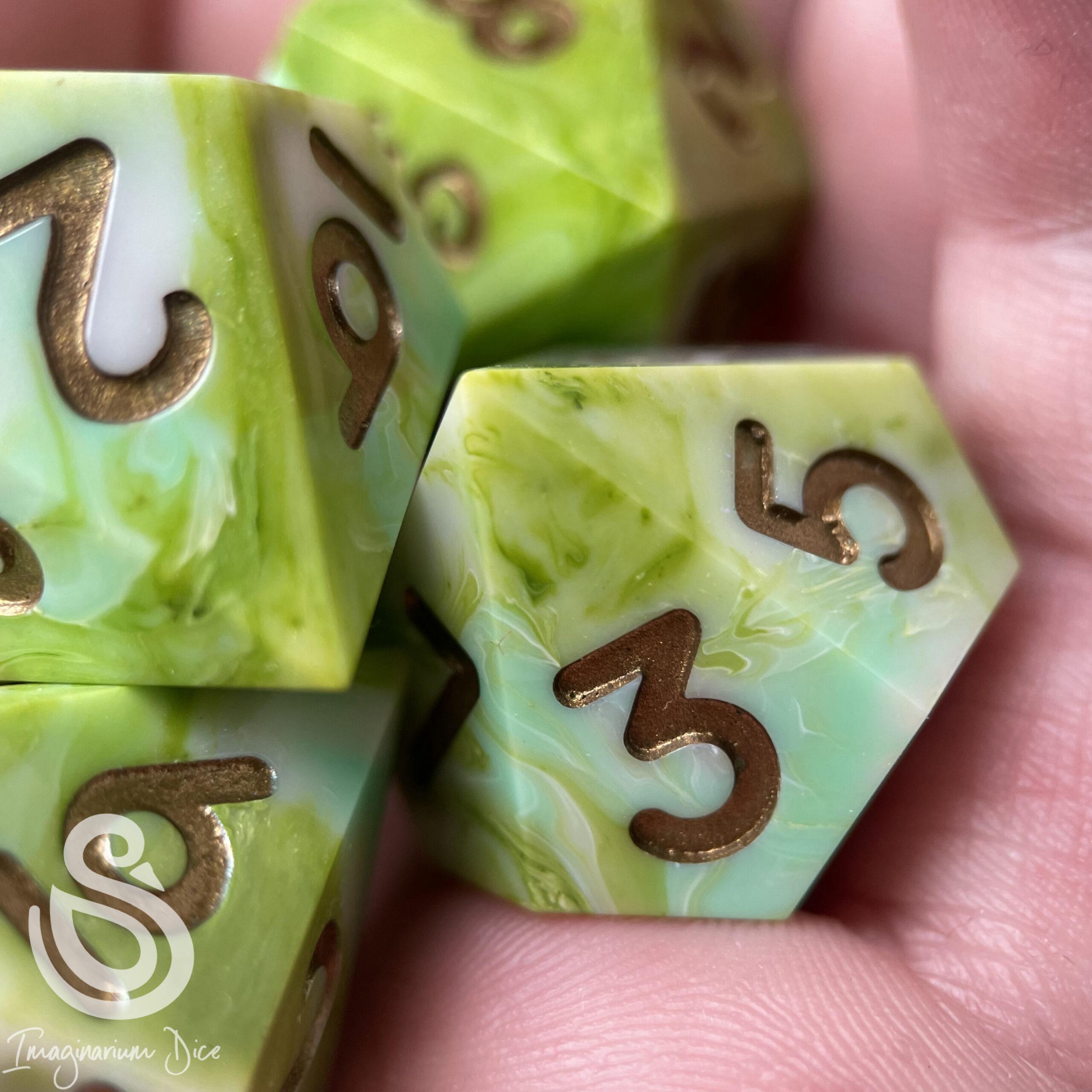 All the Greens | 5d10 handmade dice set - Image 6