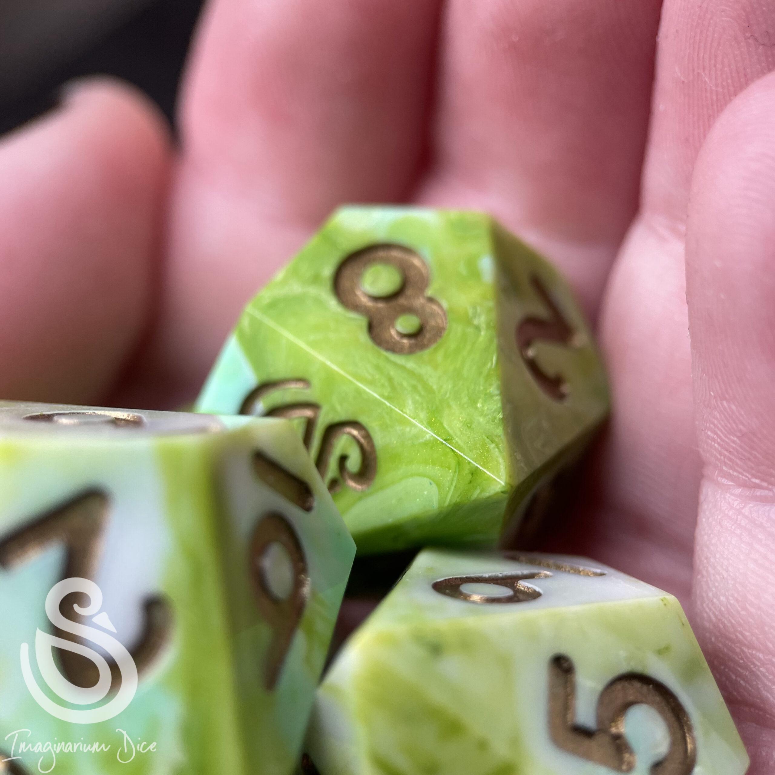 All the Greens | 5d10 handmade dice set - Image 5