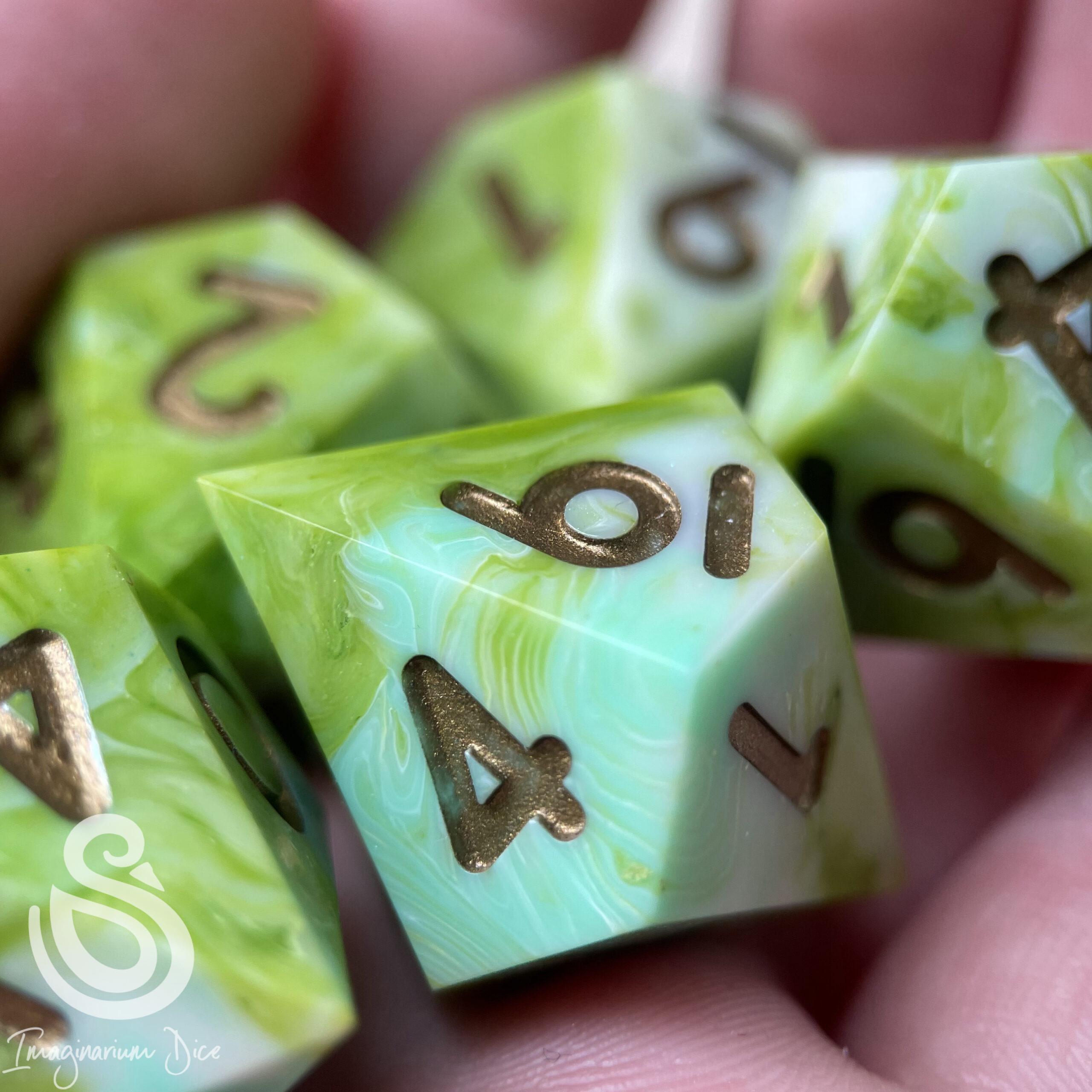 All the Greens | 5d10 handmade dice set - Image 4