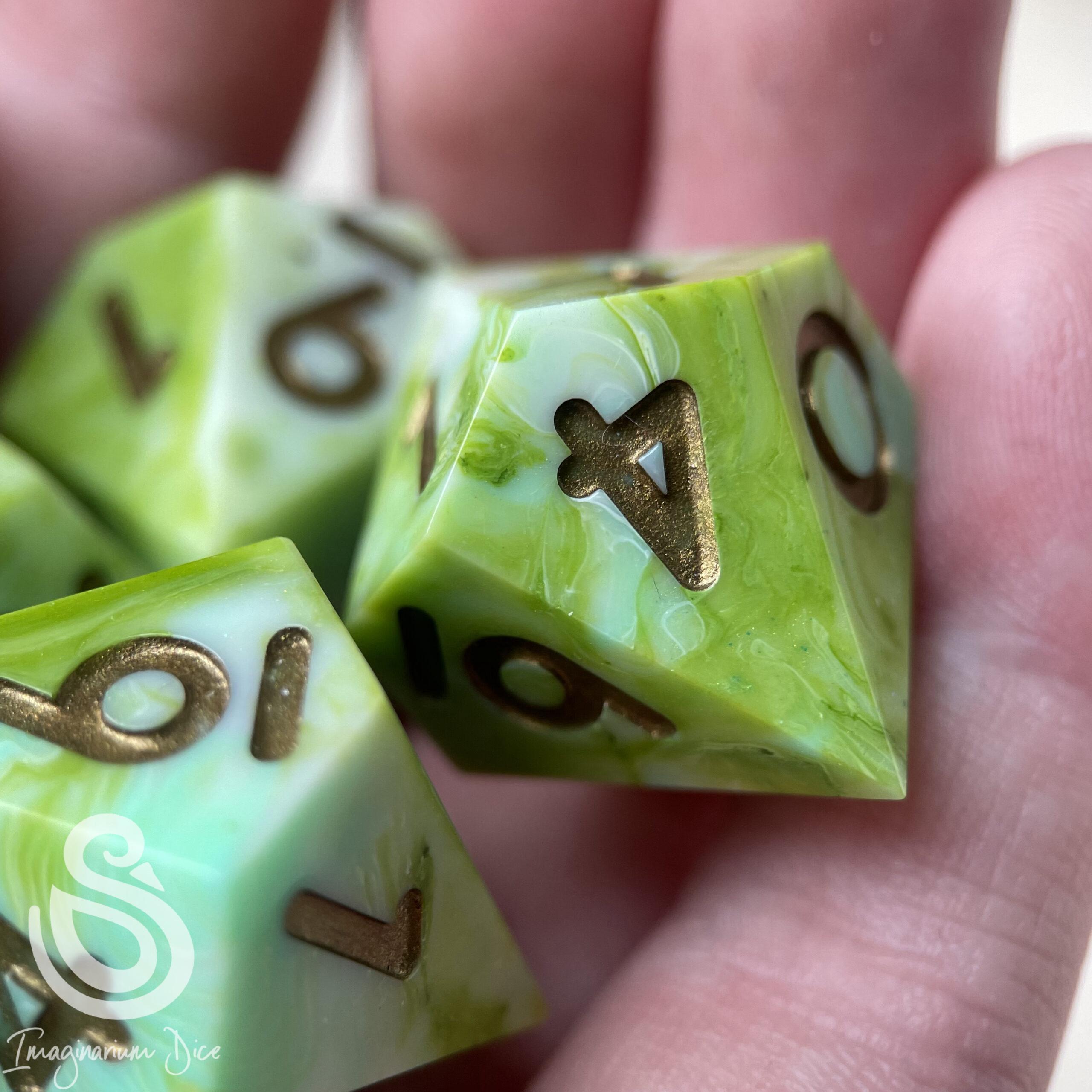 All the Greens | 5d10 handmade dice set - Image 3